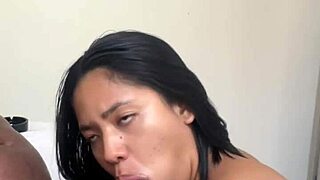 Amateur couple throats bbc balls deep to cumshot facial