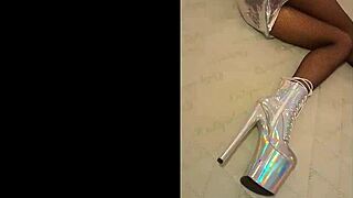 silver black fishnets with sky-high ankle boots got me dripping wet