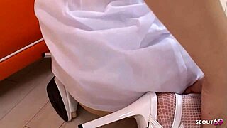 skinny nurse cosplay teen deepthroats small cock and swallows cum 😘👅