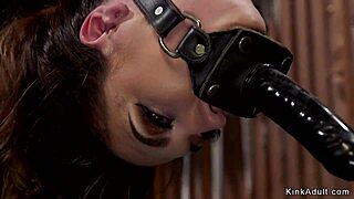 tied alt lesbian slave's ass whipped during strapon bdsm choking