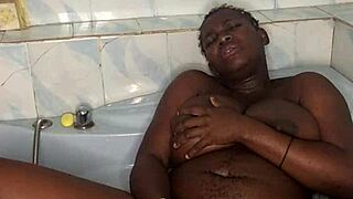 imagine my huge dildo stretching me in the bathroom