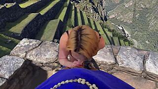 cute nerd slut sucks monster cock on top of machu picchu