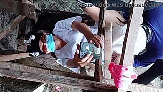 Nurse plays with laborer on site