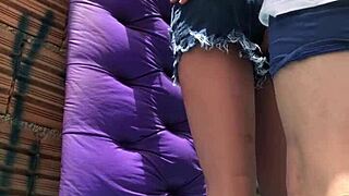 guy fucks married woman's ass publicly in favela with toy