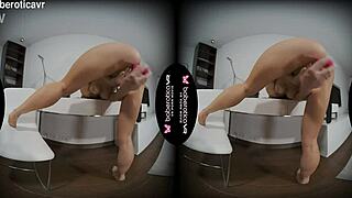 Solo Teen Miledy Shaved Pussy Masturbates Hard with VR Sex Toy