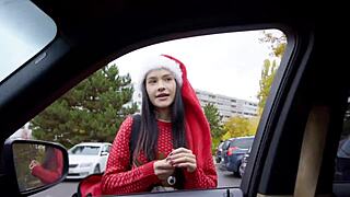 Public Agent Santa Helper Matty Mila Perez Deepthroat Blowjob!
