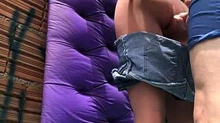 guy fucks married woman's ass publicly in favela with toy