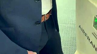 Teasing Outdoor Public Fear Turns Into Wild Airplane Panic Strip Show!