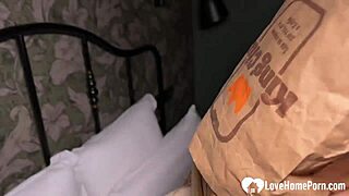 Russian girlfriend munches burger while getting pounded hard pov
