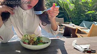 friend cums on face cafe sperm food walk