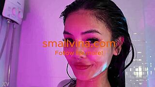 😘 slutty asian teen 18+ bends over in shower flashing wet ass n tight pussy 😏