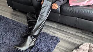 housewife slips into sexy lingerie for hubby's approving gaze