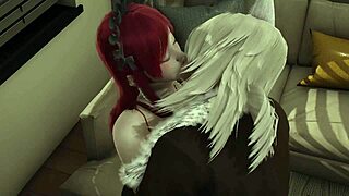 Tall futa Hilda and Ghislaine lick big tits in Mushoku Tensei scene 🔥🍆💋