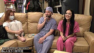 Doctor blasts blaire celeste's mouth backstage with huge cumload