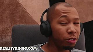 Curvy Athena Faris Sneaks Sloppy Blowjob on Ricky Johnson's Big Black Cock