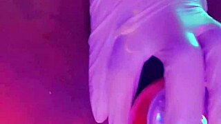 ebony babe gaps her pussy wide with huge insertions