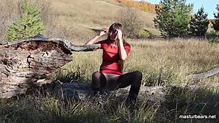 i'm outside masturbating ass towards sun fingering shaved pussy in boots