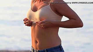 softly bouncing breasts tease in bra non-nude