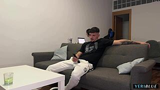 Invites her home for movie then fucks teen rough face deep quickie