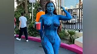 mystic xmen cosplay turns into horny big tits slut fest