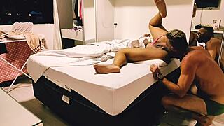 Footjob and deep anal bareback with slutty stepmom till creampie.