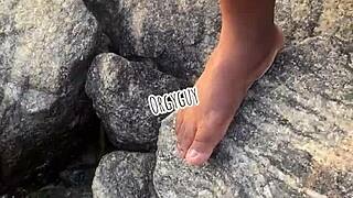 juicy wife flashes dripping pussy teasing strangers on beach