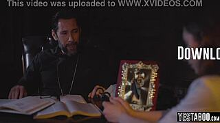 priest bends curvy teen over for hardcore anal ass railing