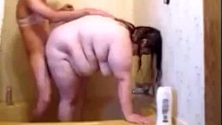 Shower Wife Deepthroats Hubby Before He Pounds Her Ass with Creampie Finish