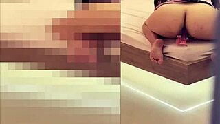 Horny Stepmom's Shaved Pussy Watched While She Rides Huge Cock