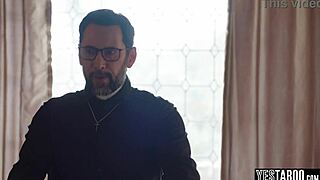 priest bends curvy teen over for hardcore anal ass railing