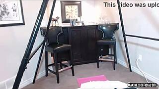 maxine spreads bubble ass for deep dildo fuck on webcam