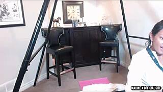 maxine spreads bubble ass for deep dildo fuck on webcam