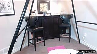 maxine spreads bubble ass for deep dildo fuck on webcam