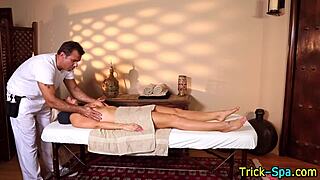 Blonde Babe Jerks Off Tattooed Masseur Hard