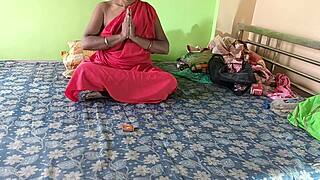 Horny Indian mommy begs stepson fuck hairy pussy till squirting creampie moans