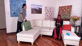 Shy Arab milf housewife in hijab meets David Lee