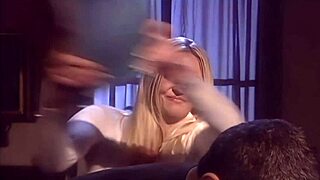 hannah deepthroats cock balls-deep then takes hot cumshot on tits