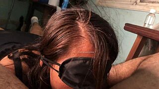 blindfolded slut gaggin deep on my cock ughh...