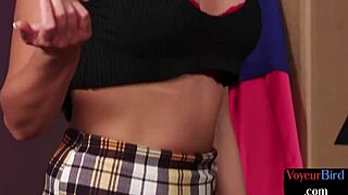 Femdom Busty Milf Teases Jerker In Thong High Heels Lingerie