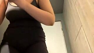 crazy teen fingers big tits ass in gym before public hardcore fuck