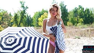 Ukrainian teen Eva Tali strips nude outdoors