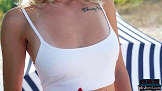 Ukrainian teen Eva Tali strips nude outdoors