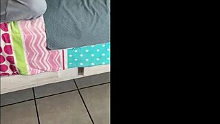 Submissive Latina sneaks rough pounding from stepbro's monster cock at home