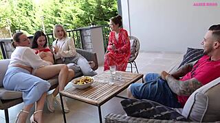 hey cute teen and milf wanna get fucked public by huge italian cock on patio