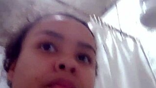 Latina Brunette Shows Off Wet Pussy in Steamy Bath