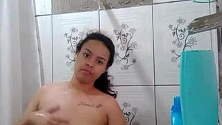 Latina Brunette Shows Off Wet Pussy in Steamy Bath