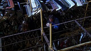 agent couple sneaks doggystyle fuck in warehouse on hairy pussy