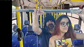 redhead student groped by stranger on public bus in miniskirt