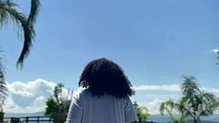 chubby ebony curves fart wildly poolside shaking her fat ass