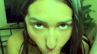 Big tits Brazilian amateur slurps this monster dick deep 😍🍆💦